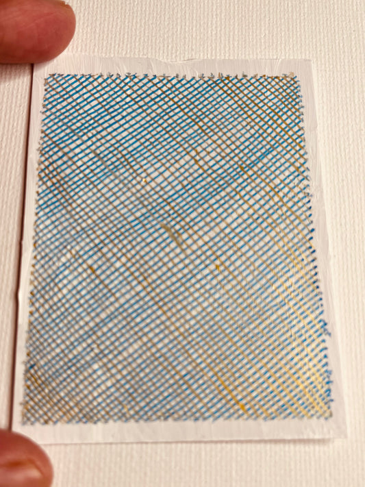 ACEO - Blue and Gold on White Acryllic