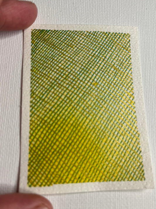 ACEO - Yellow and Green and Gold on White Acrylic 1